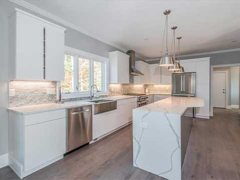 Modern kitchen with a stone island